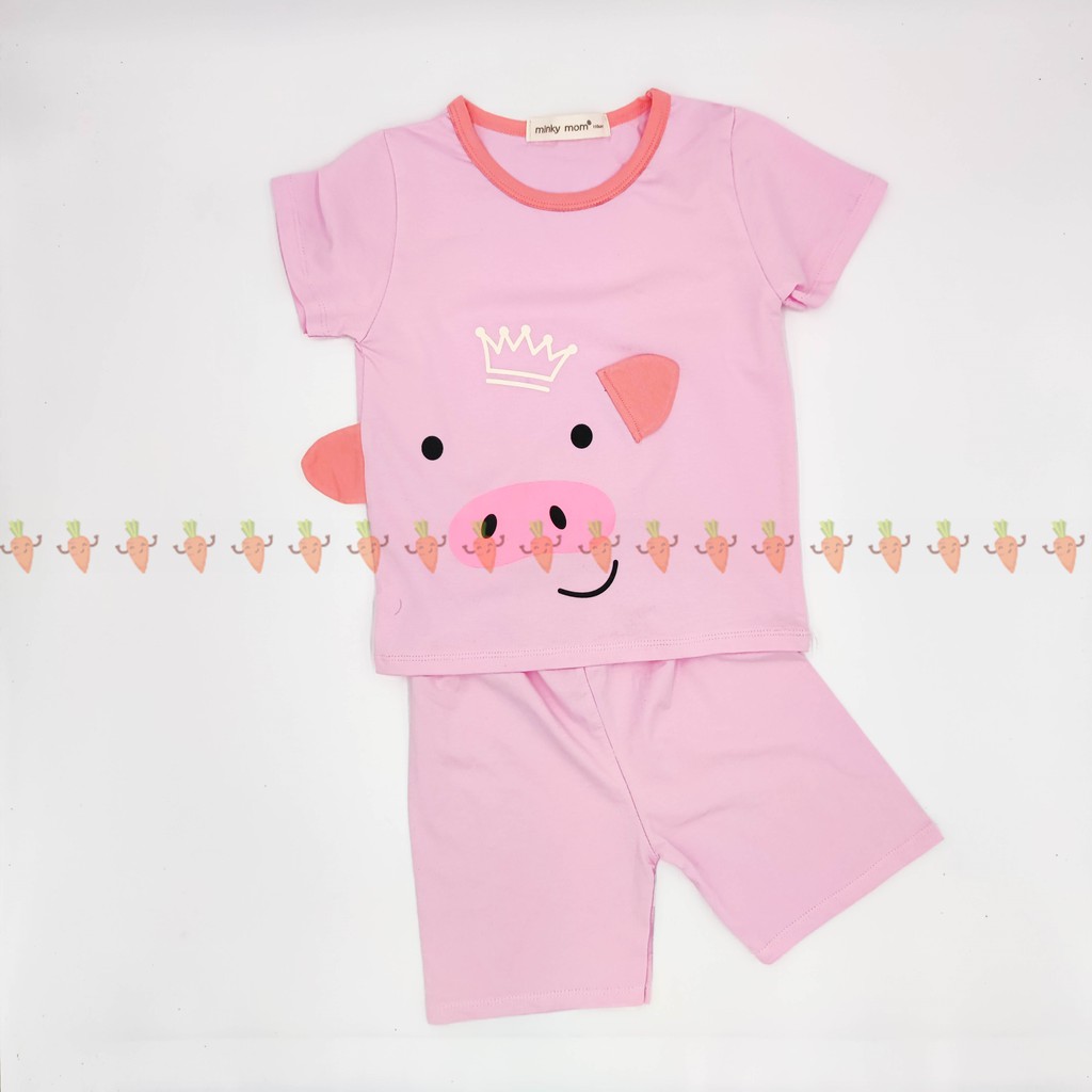 [SALE] Bộ Cộc Tay Minky Mom Cho Bé Họa Tiết Động Vật 3D Ngộ Nghĩnh Chất liệu Cotton 100%, Bộ Hè Trẻ Em Ngắn Tay MKM2107