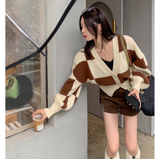 Xiaozhainv Áo khoác cardigan tay dài cổ chữ V dáng rộng phong cách Hàn Quốc xinh xắn cho nữ | BigBuy360 - bigbuy360.vn