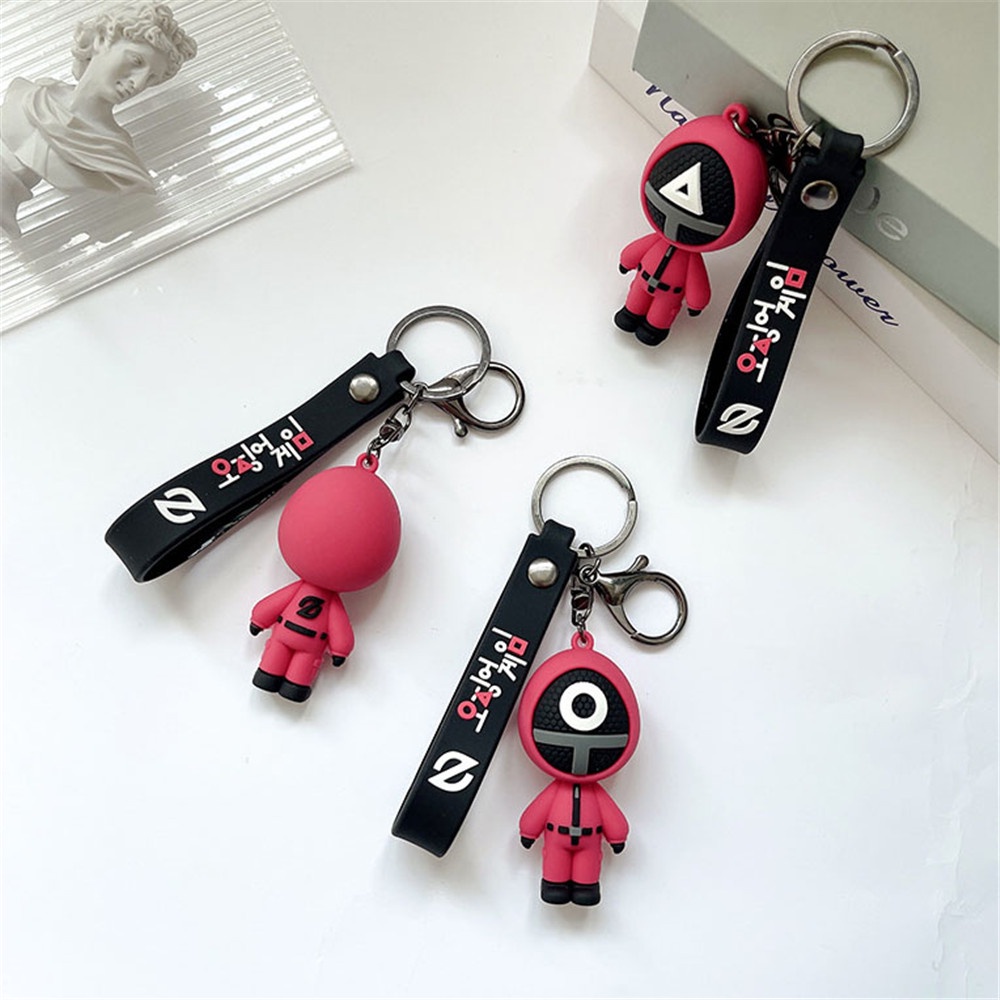Móc khóa hình Squid Game bằng cao su PVC mềm độc đáo