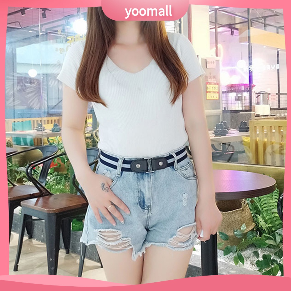 Yomall♡ Thắt Lưng Thun Không Khóa Dành Cho Nam Nữ Mặc Quần Jean