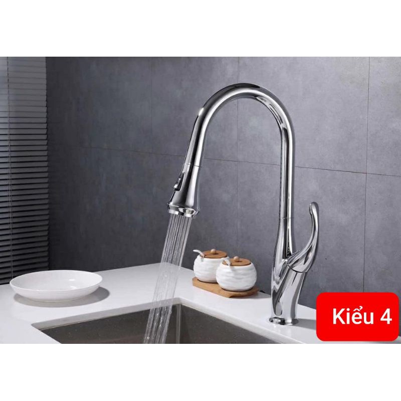 [Rẻ nhất shopee] Vòi rửa bát nóng lạnh dây rút inox cao cấp sáng bóng, sang trọng có nút điều chỉnh ( ảnh thật)