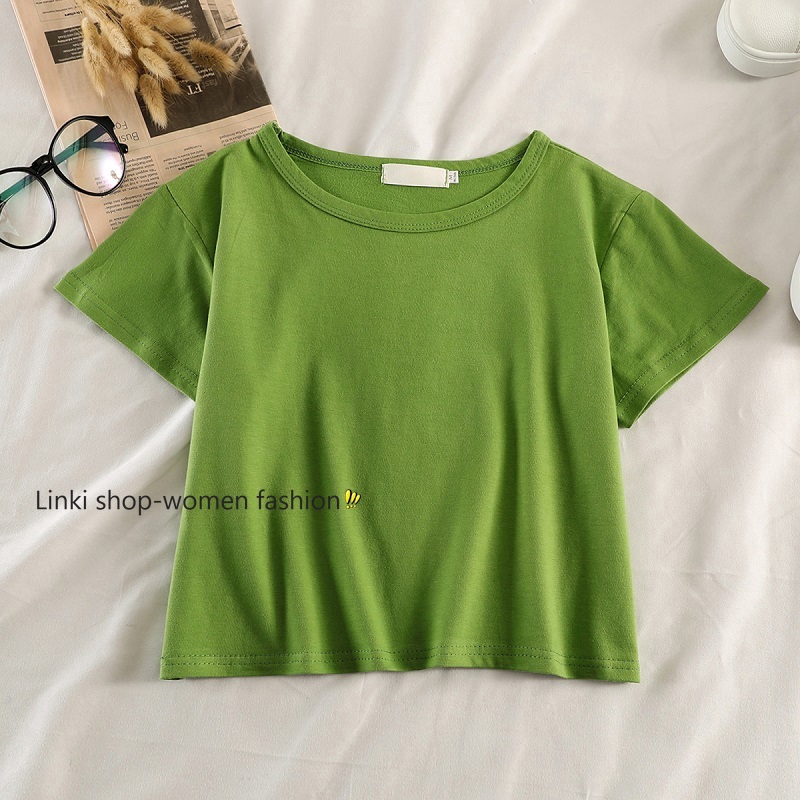 Linki ➤ Ready stock 9 colors cotton short sleeve t shirt  crop top