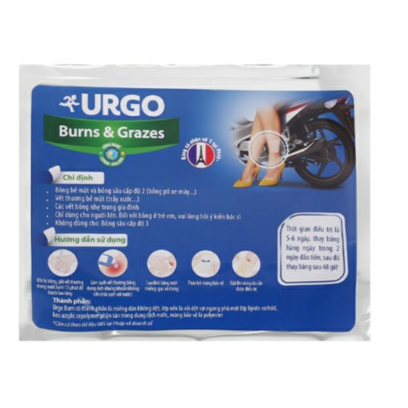 [Hỏa Tốc Q10] Miếng Dán Bỏng/ Phỏng Bô Và Trợt Da Urgo Burns &amp; Grazes 10x7cm