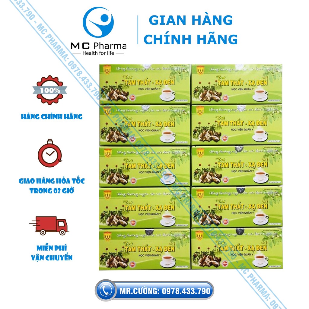 Combo 10 hộp trà Tam thất xạ đen Học viện quân y hộp 20 gói