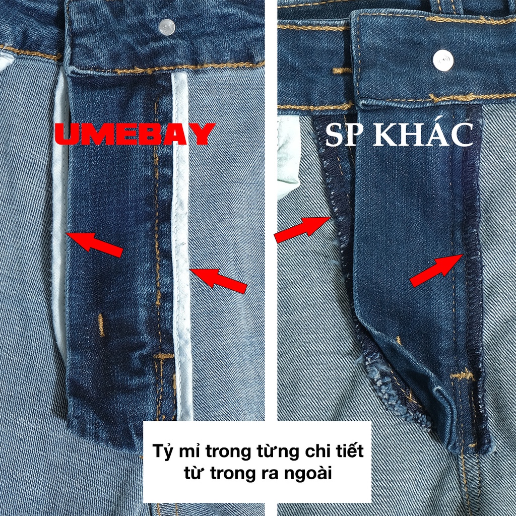 Quần jean nam slimfit Umebay UMJ310, rin bò co giãn form basic skinny trẻ trung