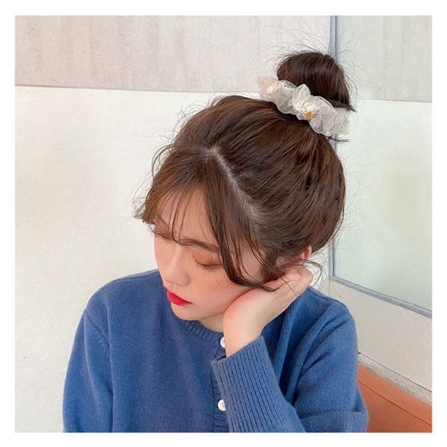 Dây buộc tóc mỏng co giãn hình hoa cúc thời trang Hàn Quốc COD CHDM Scrunchies