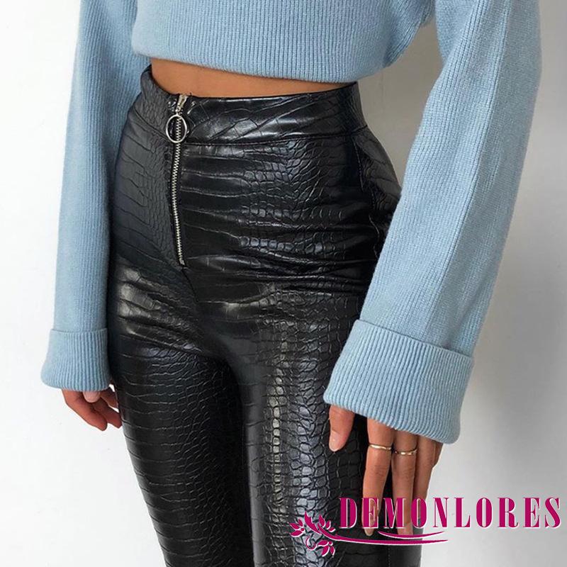 Quần dài vân da cá sấu dáng ôm vừa vặn phong cách sành điệu cho nữ