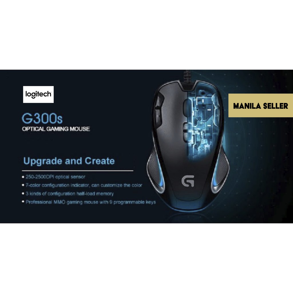 Logitech G300s Optical Gaming Mouse - Authentic wired racing game mechanical mouse eating chicken desktop macro