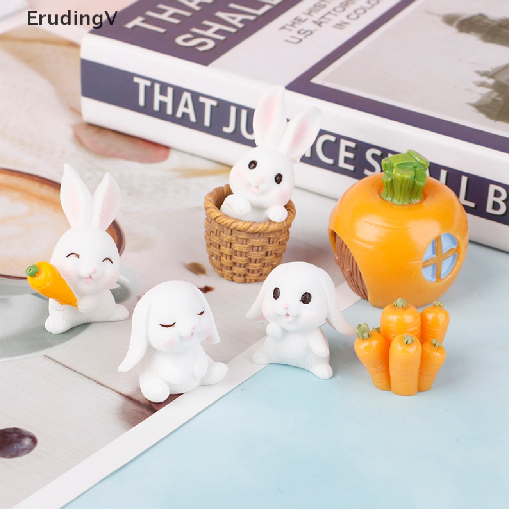 Set 7 Đồ trang trí Chú Thỏ Mini Trang Trí Sân Vườn DIY