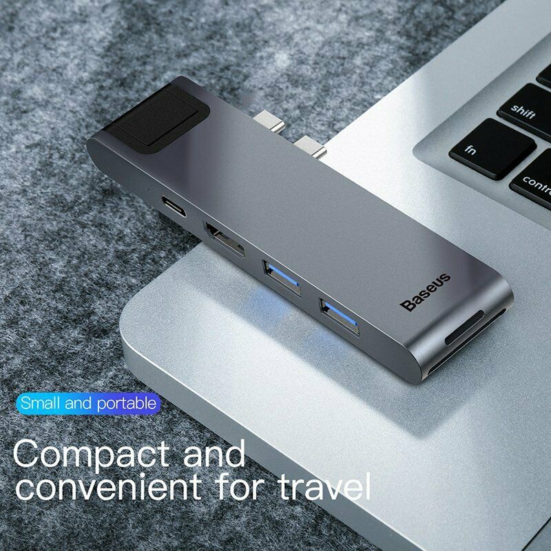 Bộ USB C Hub Baseus Thunderbolt C+Pro 7 in 1 kết nối USB 3.0,RJ45,HDMI,Thunderbolt 3,TF Card cho Macbook Pro16/17/18/20