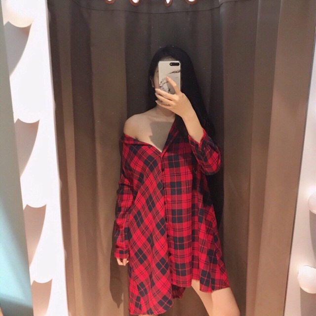 Váy suông kẻ sọc caro