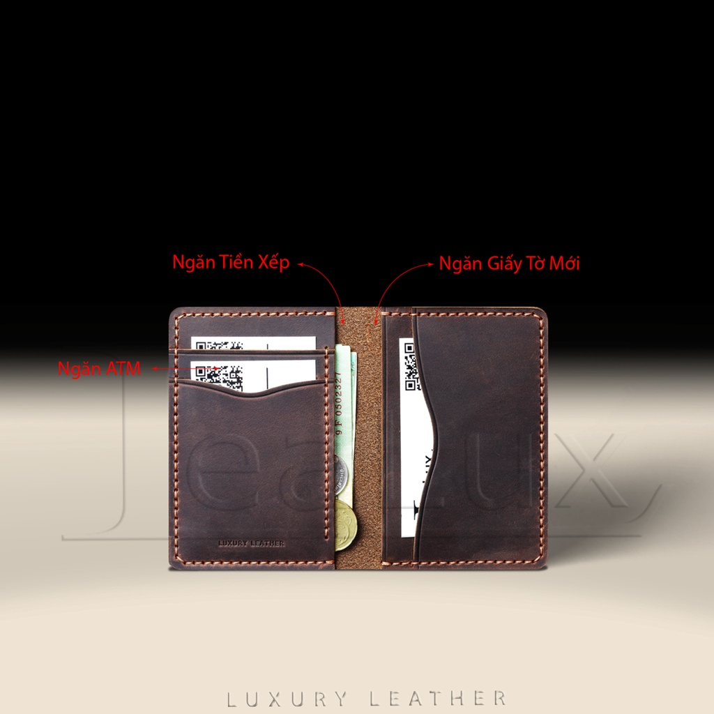 Ví Da Nam Nữ Đựng Thẻ Handmade LEALUX Mini Handmade 3