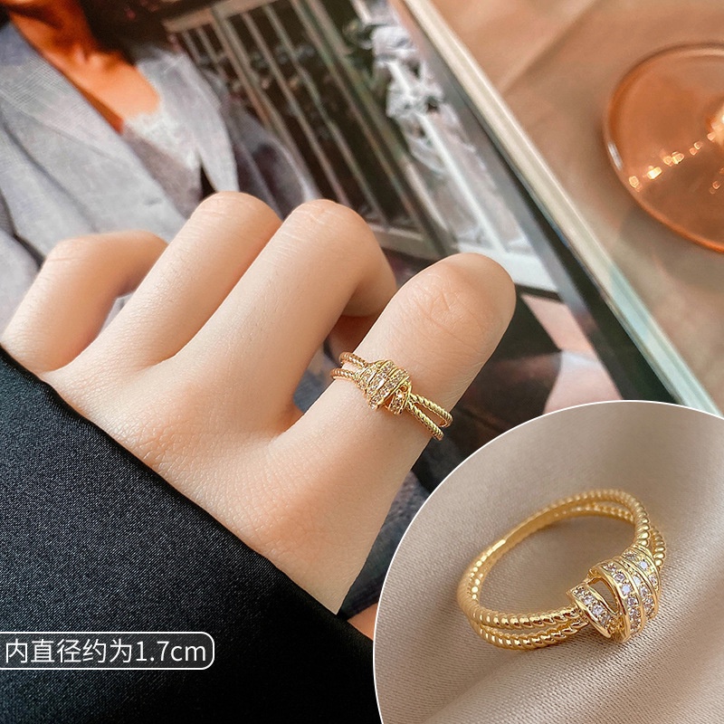 Nhẫn hở đính đá ngọc trai nhân tạo phong cách retro Nhật Hàn cho nữ