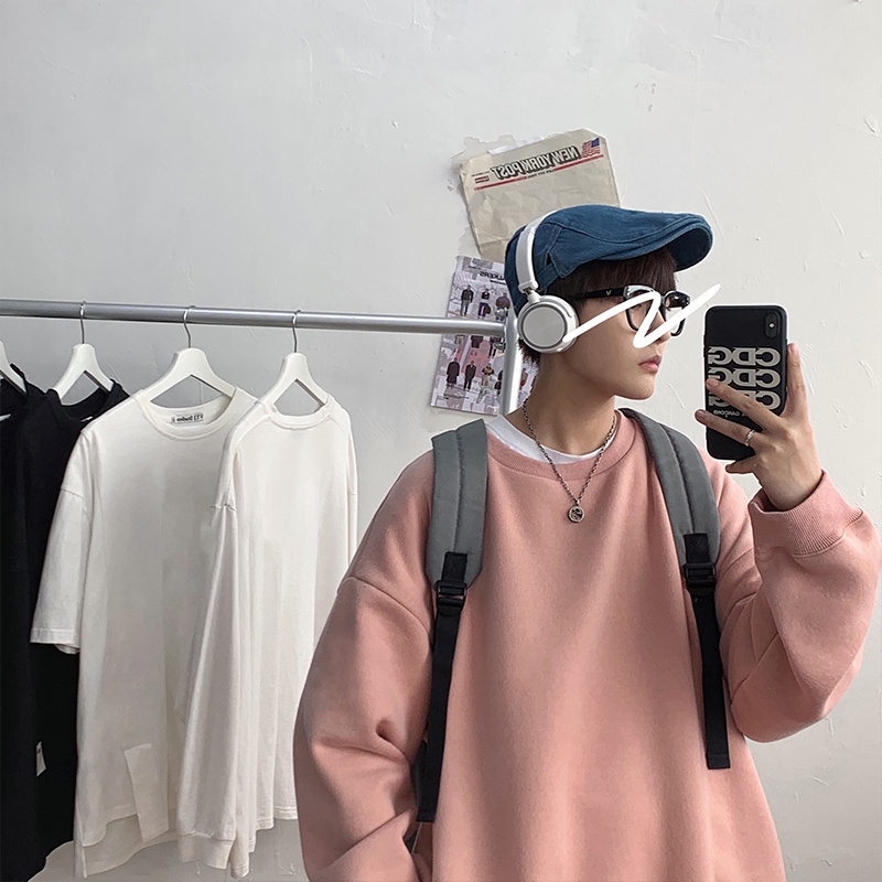Áo Hoodie IFNICEFUTURE Tay Dài Dáng Rộng Màu Trơn Thời Trang Hồng Kông Dành Cho Các Cặp Đôi Đang Yêu