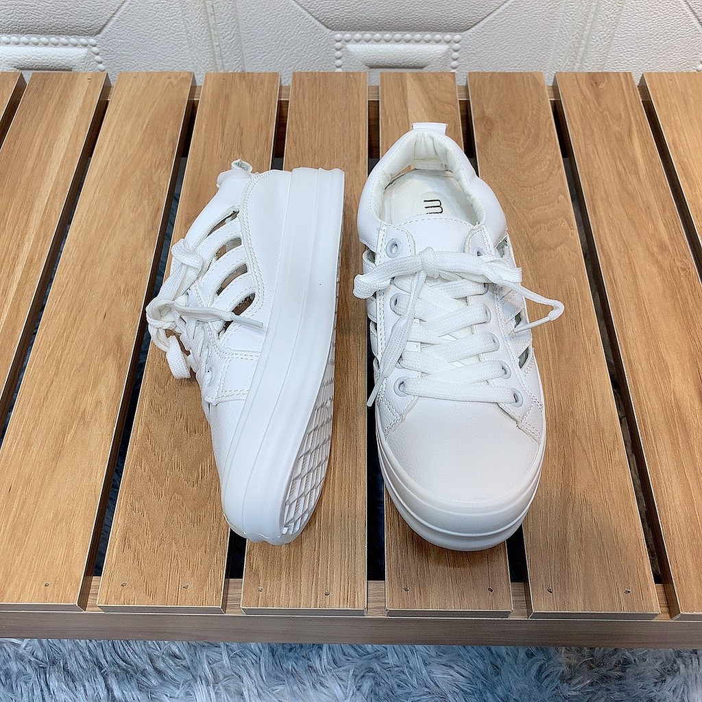 Giày thể thao nữ trắng sneaker trắng đế bánh mỳ hở gót 2X09