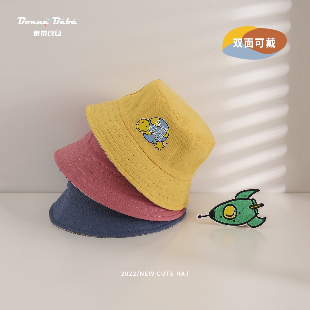 Nón Tai Bèo Hai Mặt In Họa Tiết Hoạt Hình Phi Hành Gia Kiểu Hàn Quốc Cho Bé