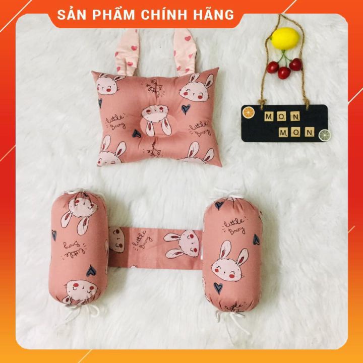 Gối chặn bông + gối nằm MONMON cho bé