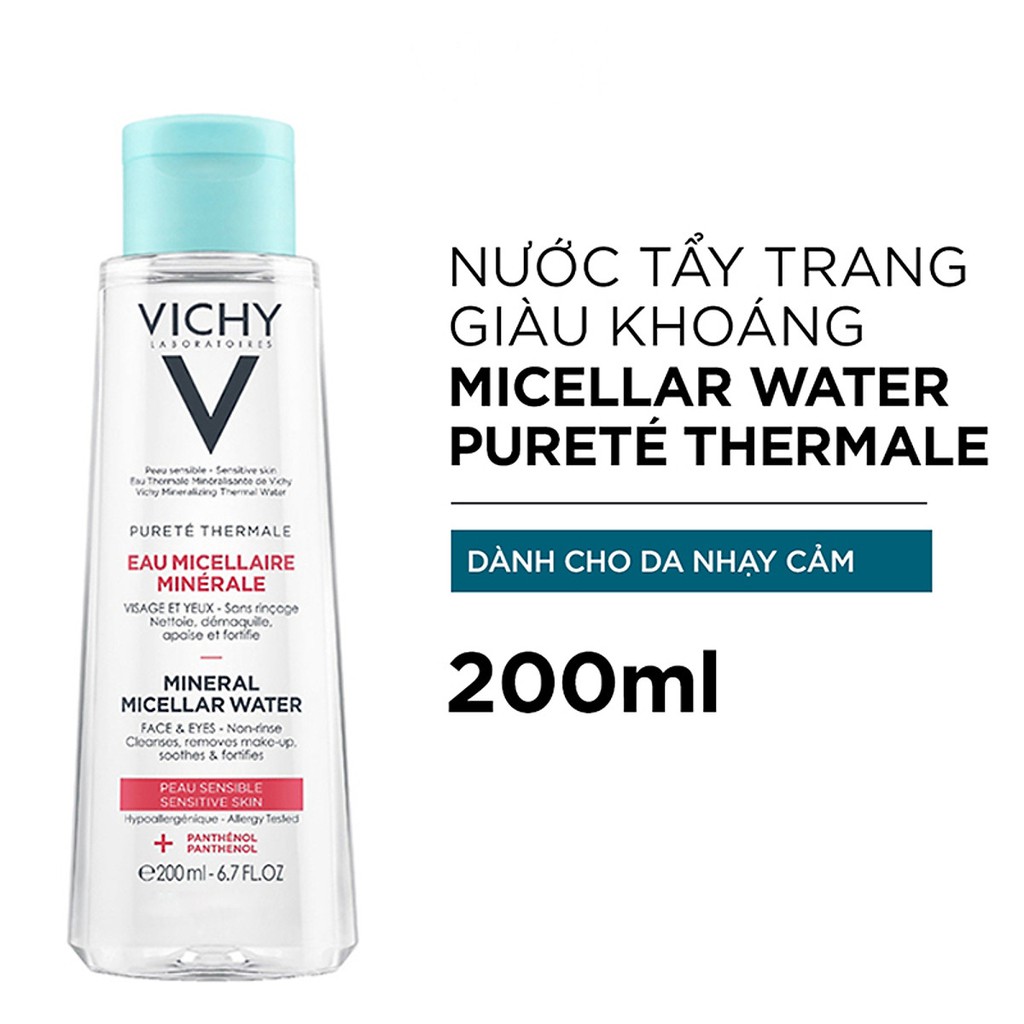 [CHÍNH HÃNG] COMBO Nước tẩy trang VICHY - Bông Ipek dành cho da nhạy cảm Mineral Micellar Water 200ml