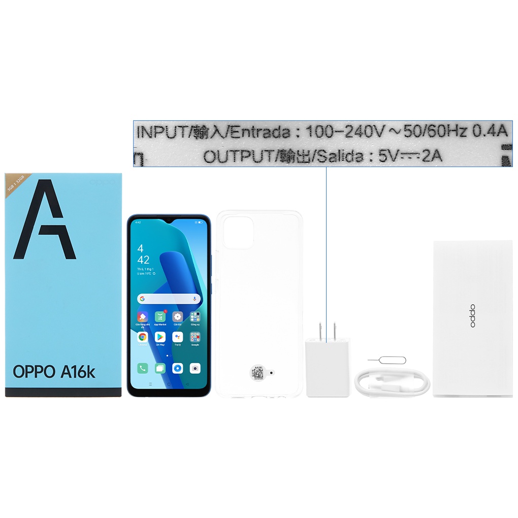 Điện thoại OPPO A16K (4GB-64GB) - Hàng mới 100%, Nguyên seal, Bảo hành 12 tháng