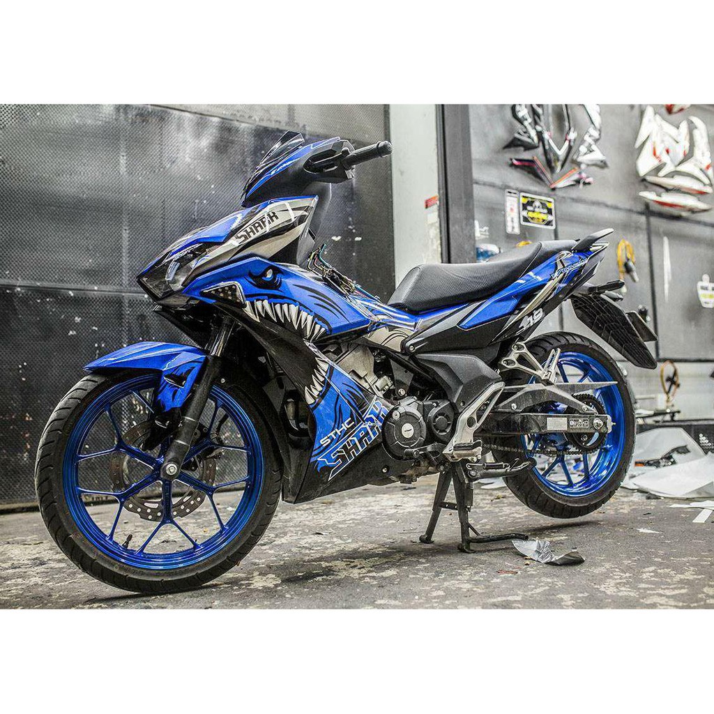 Tem trùm xe Winner X cá mập xanh dương, độ thiết kế team dán phủ decal xe máy giá rẻ đẹp