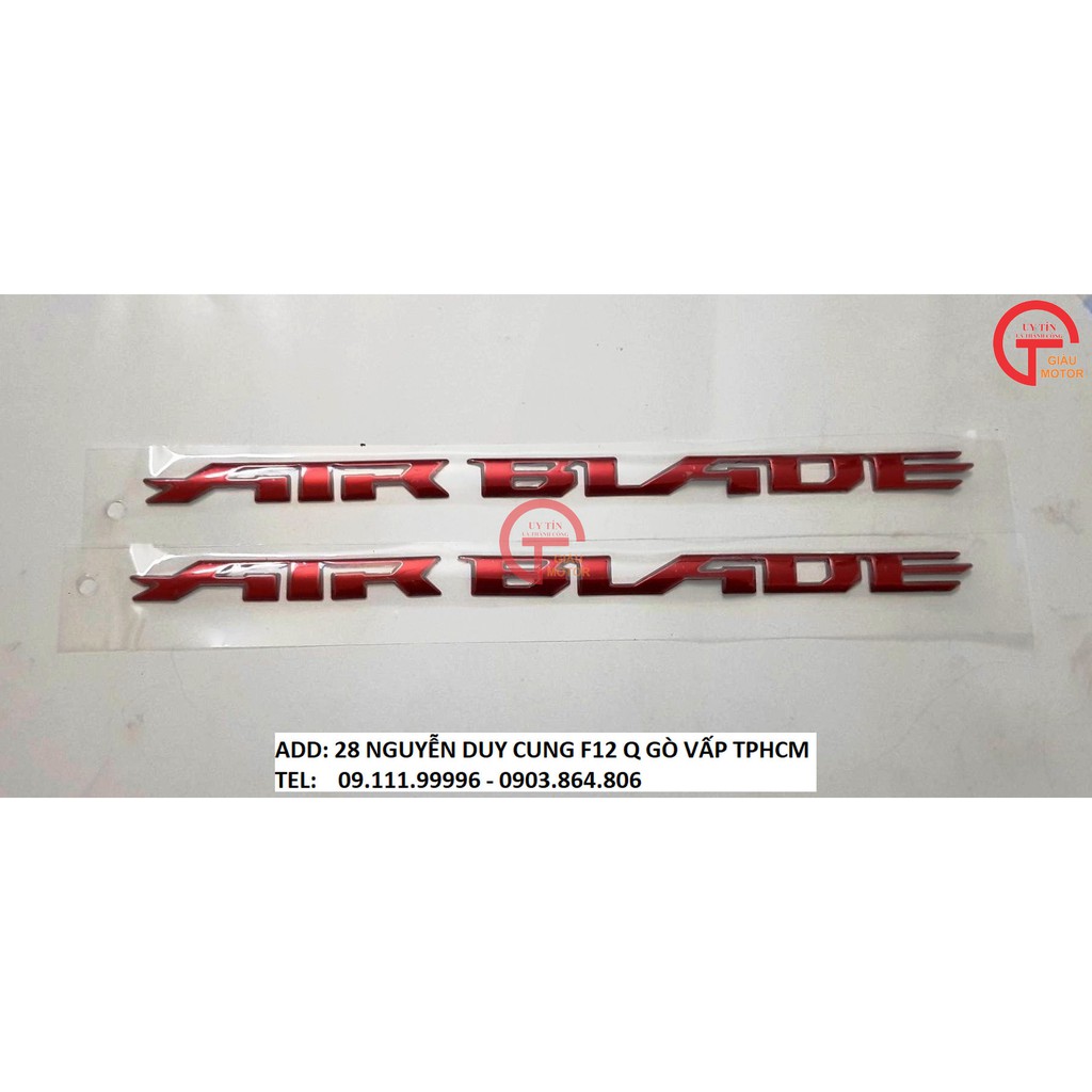 [GIÁ SỐC] CẶP CHỮ AIR BLADE LOẠI TỐT MÀU ĐỎ MẪU 01 DÁN XE HONDA AIR BLADE 2013 ,TINH SẢO