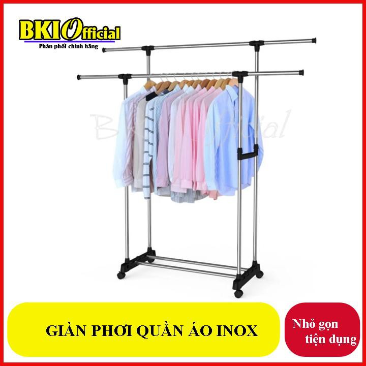 GIàn phơi quần áo 2 tầng Inox tiện dụng, Giàn phơi quần áo di động - GIANPHOIDO