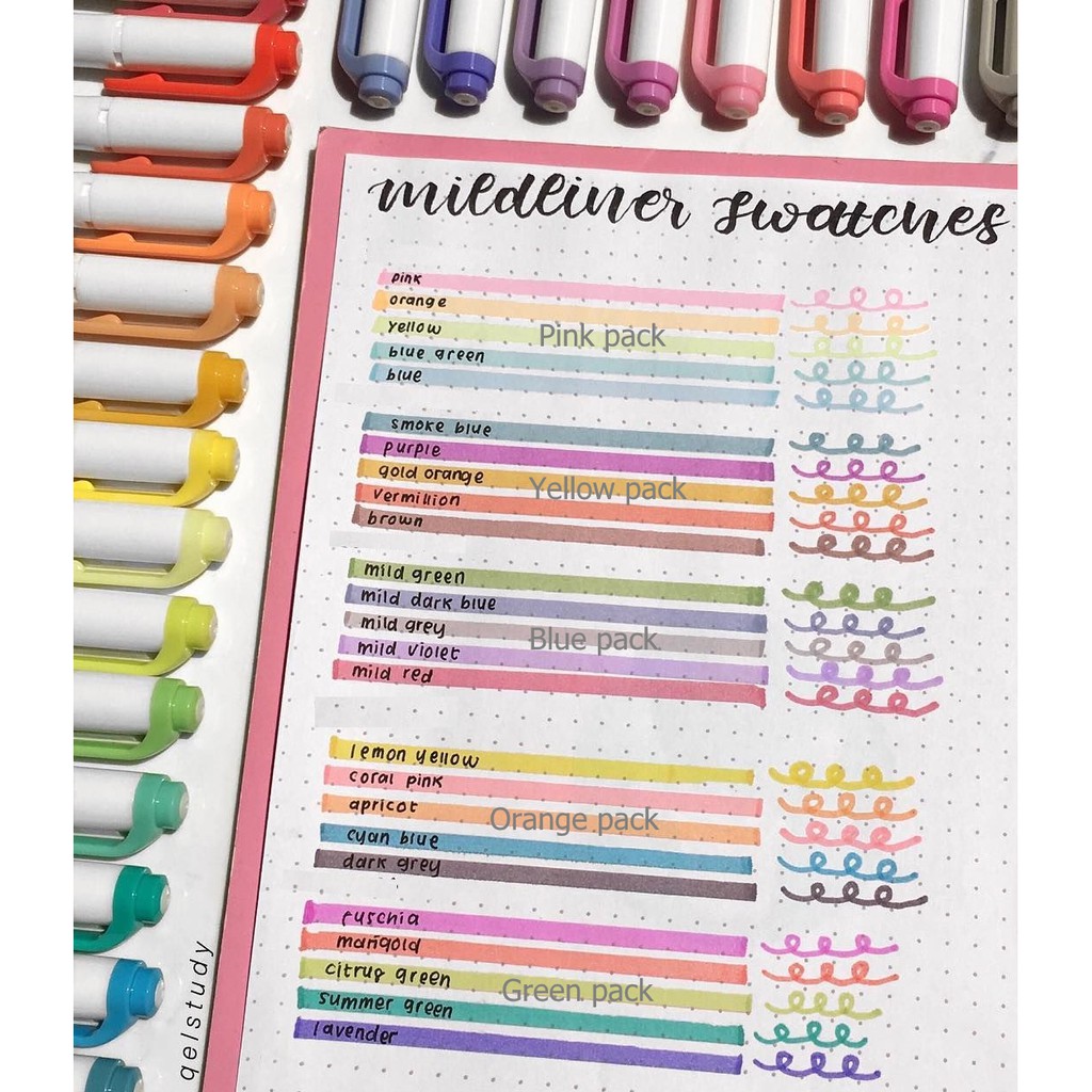 Bút đánh dấu highlight Zebra Mildliner, set 5 bút (Japan)