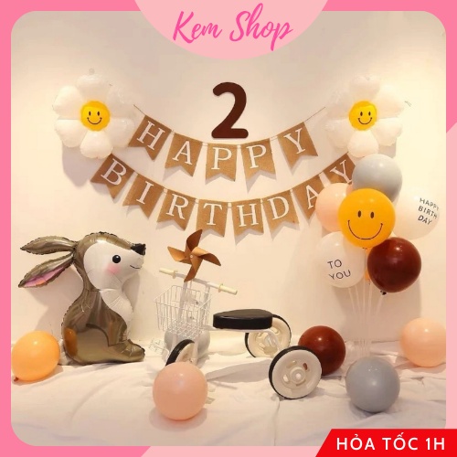 Set trang trí sinh nhật thỏ ngọc phong cách Hàn Quốc dễ thương - K197