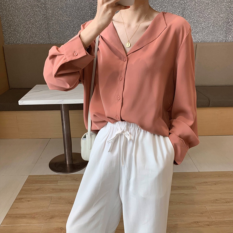 Áo Sơ Mi Nữ Tay Dài  Dáng Rộng Kiểu Hàn Quốc Áo Kiểu Công Sở Đẹp Cao Cấp S3T5_5
