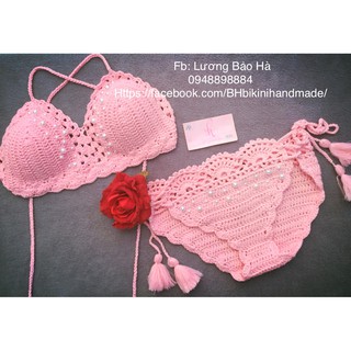 Freeship Bộ Bikini Len Móc Thời Trang 2018