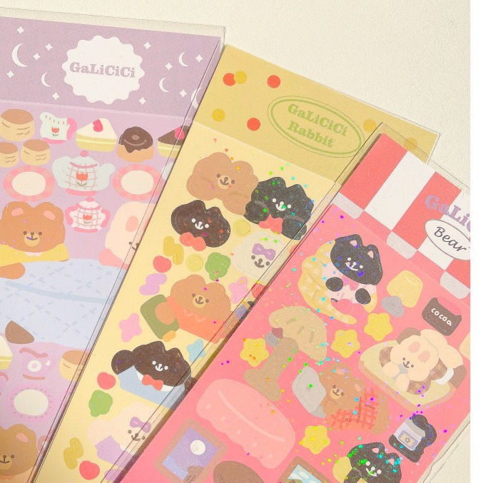 Cute Glittery Bear Sticker Decorative Sequin DIY Sticker