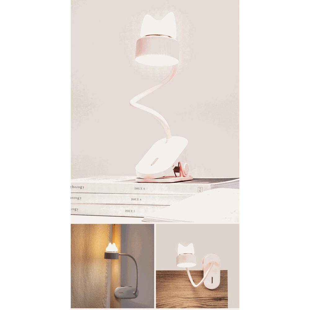 Đèn LED Uareliffe Hình Mèo Dễ Thương Có Kẹp Gắn Bàn Làm Việc / Đọc Sách Ban Đêm Bảo Vệ Mắt Cho Nhà
