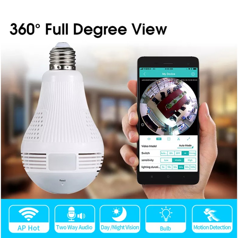 camera wifi panorama góc siêu rộng , đàm thoại 2 chiều , hồng ngoại xem đêm , lắp đặt dễ dàng