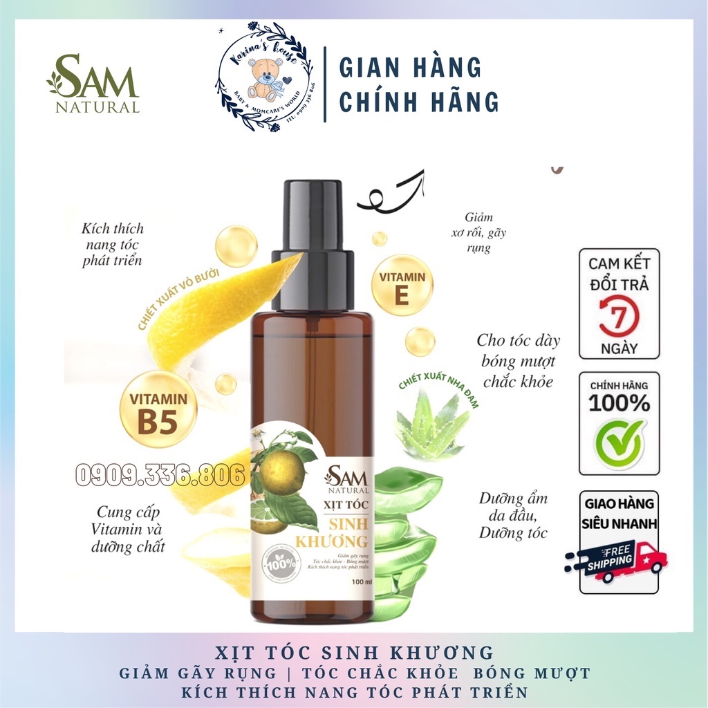 Xịt tóc Sinh Khương Sam Natural 100ml
