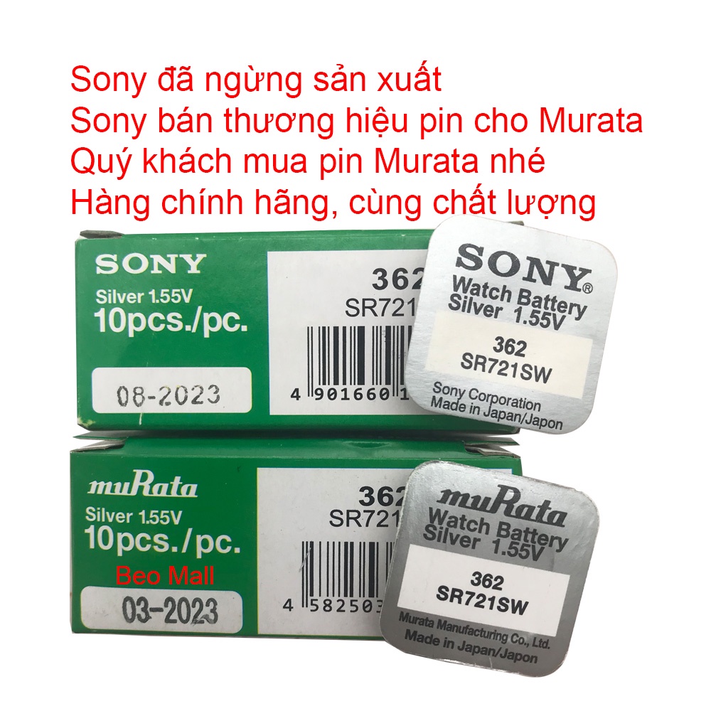 Pin Sony - Murata SR721SW - SR721 - 721 -  362 - AG11 - Pin Đồng Hồ Đeo Tay Dạng Cúc Áo Chính Hãng