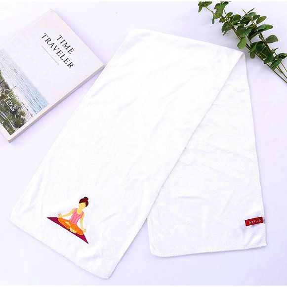 Khăn Cotton thể thao lau thấm mồ hôi thêu họa tiết hình cô gái, hỗ trợ tập Yoga, Gym