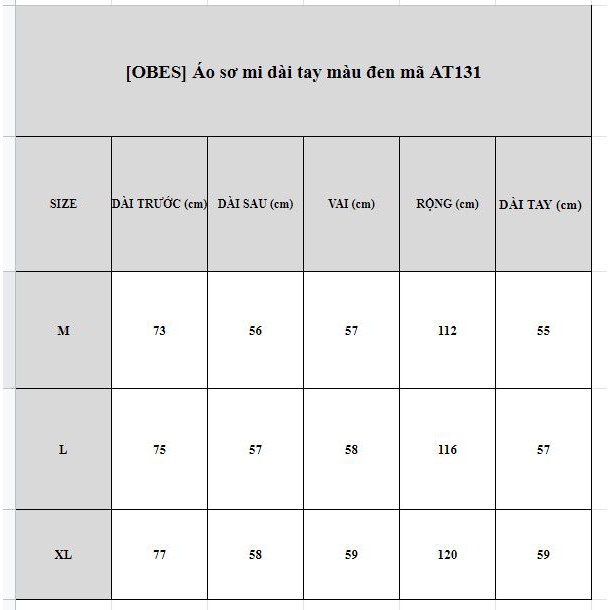 [OBES] Áo sơ mi dài tay màu đen mã AT131