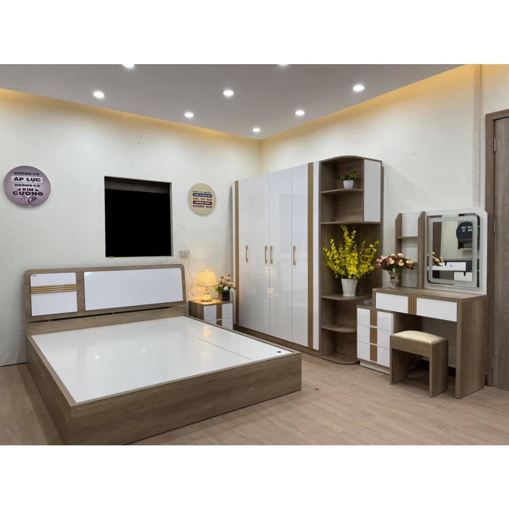 Combo giường tủ MDF cao cấp hàng sơn bóng đẹp