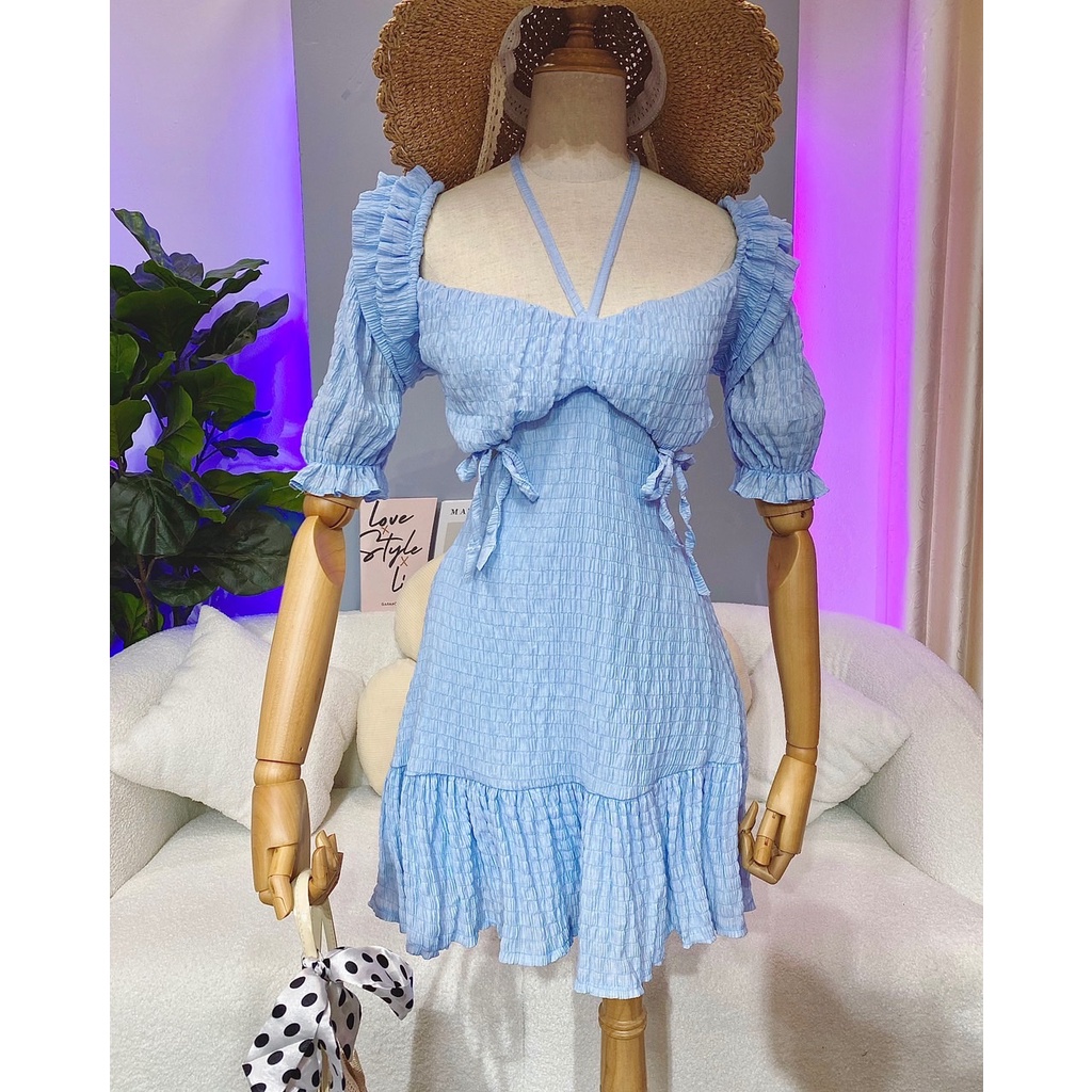 Set đồ nữ mini đi biển đi tiệc hở lưng bo chum phía sau sang chảnh cá tính xinh đẹp