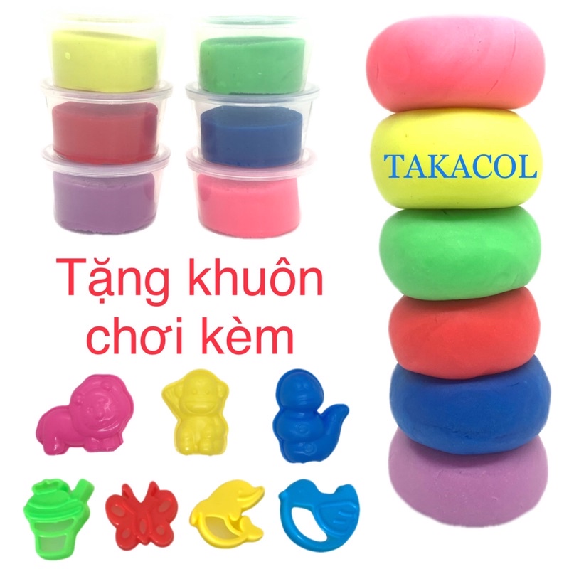 Đất nặn an toàn cho bé TẶNG KHUÔN CHƠI bột nặn TAKACOL hàng công ty cam kết không dính tay, không dính khuôn HF6MKhuon