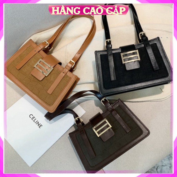 ❤𝑭𝑹𝑬𝑬𝑺𝑯𝑰𝑷 ❤ Túi xách Túi đeo vai nữ Da vân viên da Màu nâu nude đen Cao cấp công sở đi làm dự tiệc