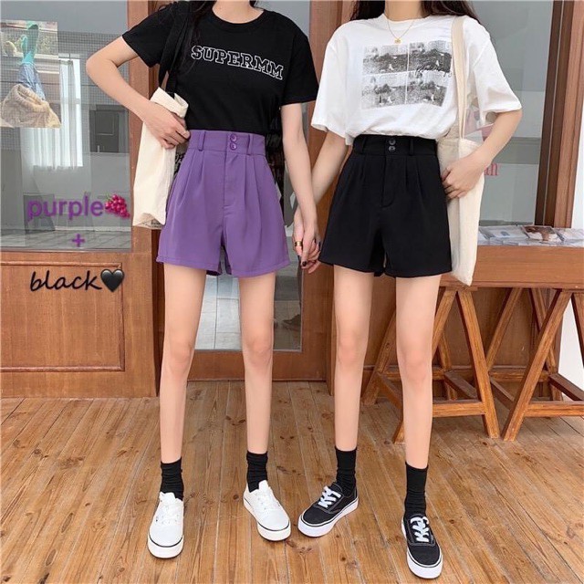 [Mã FAMAYWA giảm 10K đơn 50K] Quần short nữ đen_tím vải tuyết mưa | BigBuy360 - bigbuy360.vn