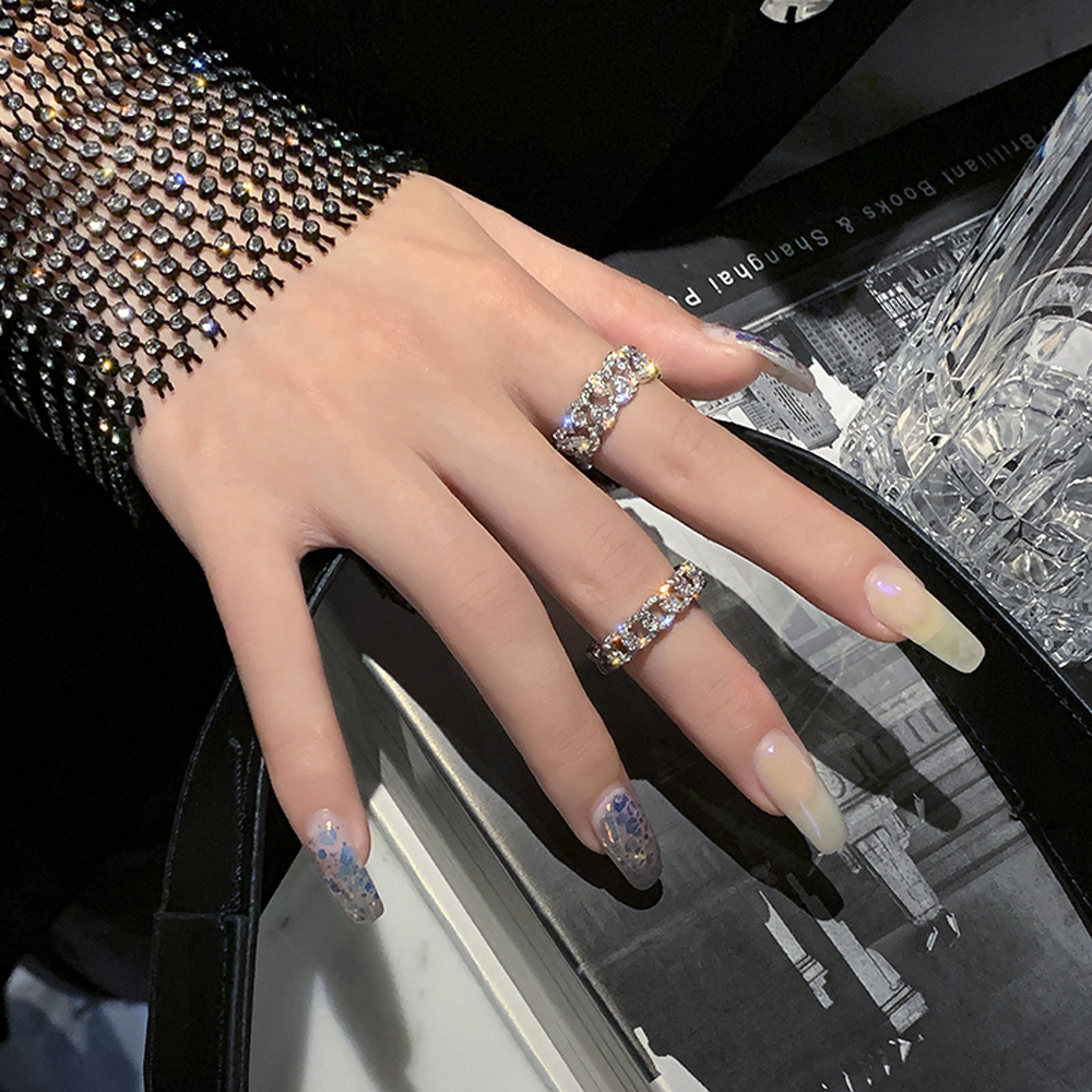 Nhẫn Đeo Tay Kim Loại Đính Đá Thanh Lịch Cho Nữ