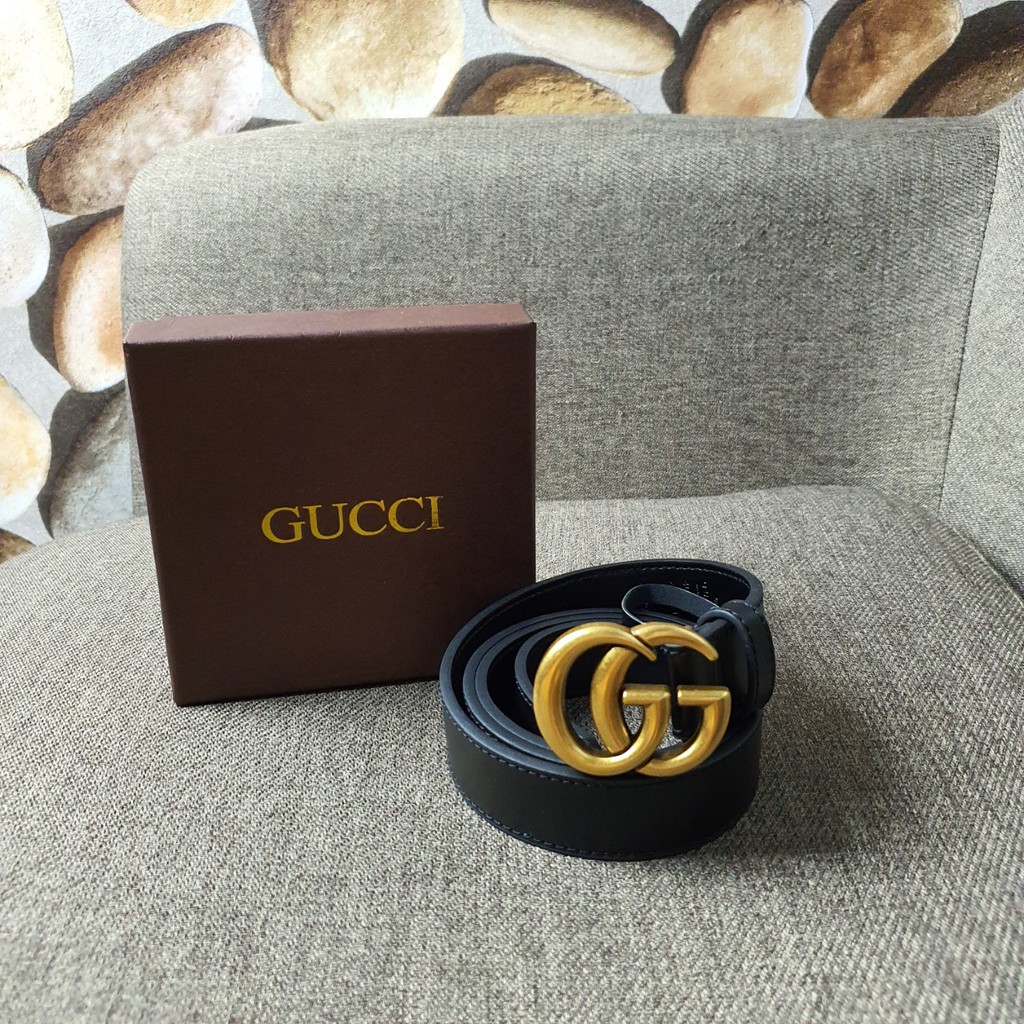 Thắt Lưng Da Gucci Màu Đen Phong Cách Vintage Cho Nam Và Nữ