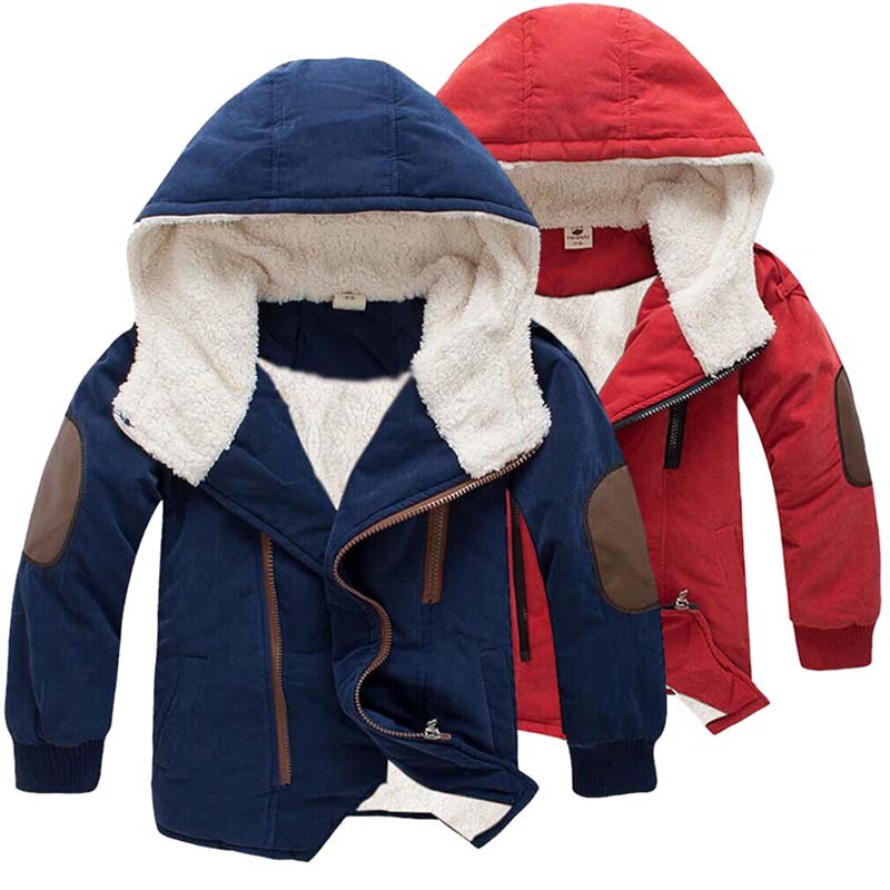 Áo Khoác Cotton Lót Lông Cừu Dày Dặn Giữ Ấm Mùa Đông Cho Bé Trai 4-12 Tuổi