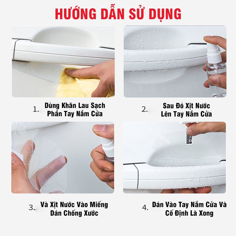 Bộ 4 Miếng Dán Chống Xước Bảo Vệ Tay Nắm Cửa Ô Tô Xe Hơi Cao Cấp