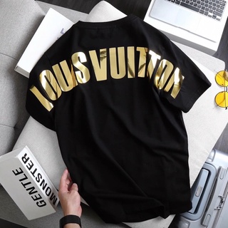 Áo phông nhũ vàng lưng Louiss đen trắng [FREESHIP] áo dáng unisex hàng đủ size, áo thun nam nữ đẹp chất, chất cotton mềm
