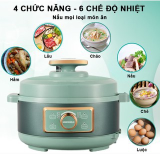 [HÀNG CHÍNH HÃNG] Nồi áp suất điện đa năng NineShield - Dung tích 3 Lít - Điều khiển điện tử - 6 Chế độ nấu tự động