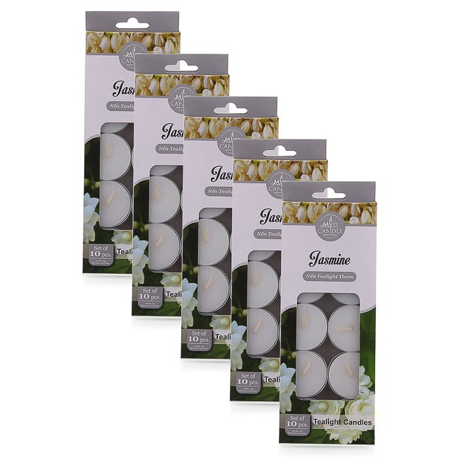 Combo 5 hộp nến tealight thơm Miss Candle FTRAMART MIC0147 Jasmine (Hương hoa nhài)