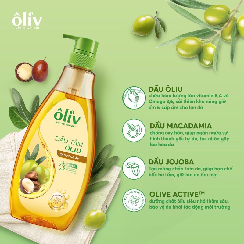 Dầu Tắm Ôliv Virgin Olive Oil Dưỡng Ẩm Da 650ml+ Quà tặng